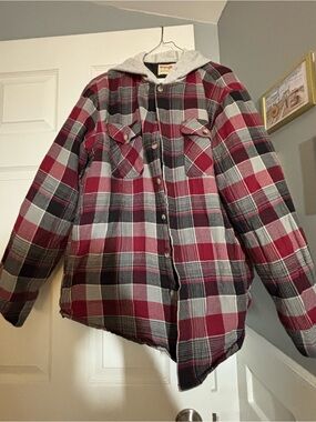 Wrangler Plaid Hooded Flannel Coat Size Large